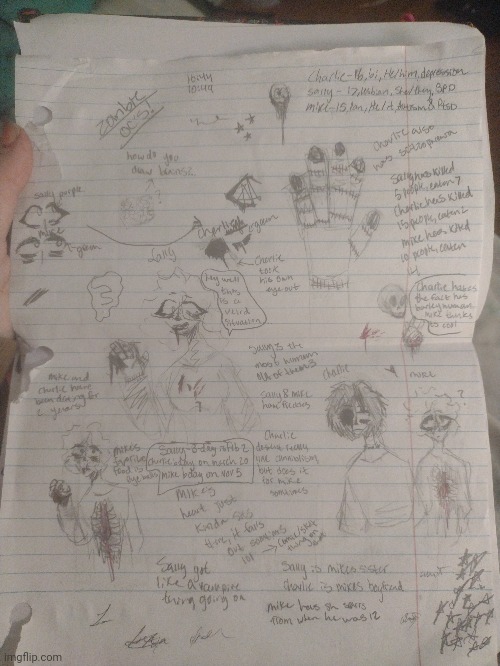 My zombie ocs! If you can't read it oh well (TW: blood, cannibalism) | image tagged in cannibalism,zombies,drawing | made w/ Imgflip meme maker