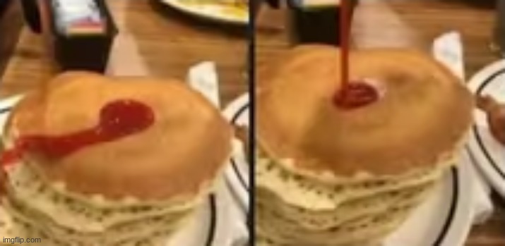 WHO DID THIS | image tagged in pancakes,ketchup | made w/ Imgflip meme maker