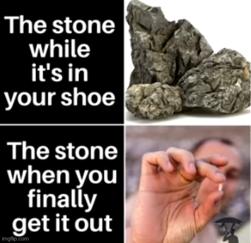 fr tho | image tagged in rock,shoes,annoying | made w/ Imgflip meme maker