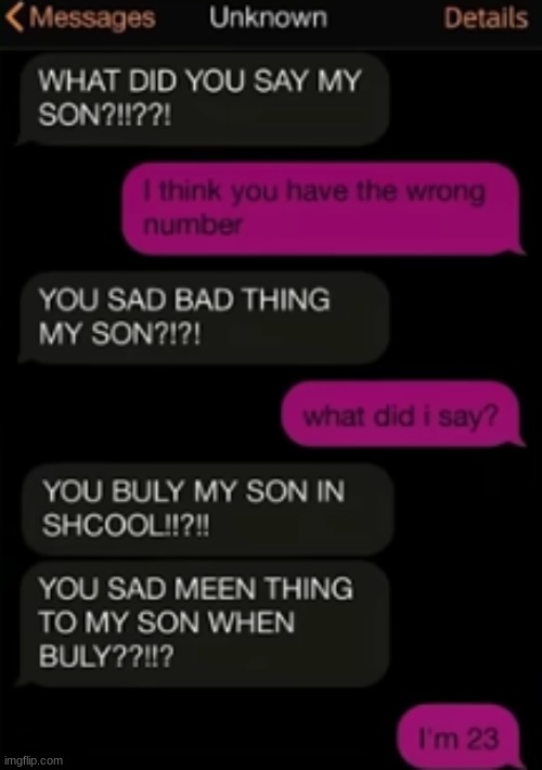 WHAT DID SAY TO SON!?!?!? | image tagged in texting,random | made w/ Imgflip meme maker