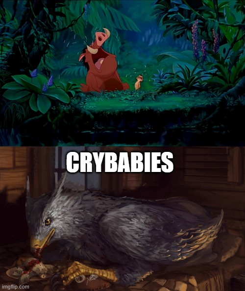 CRYBABIES | image tagged in lion king crying,buckbeak | made w/ Imgflip meme maker