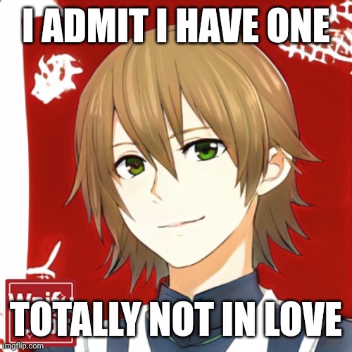;_; | I ADMIT I HAVE ONE; TOTALLY NOT IN LOVE | image tagged in waifu,help me | made w/ Imgflip meme maker