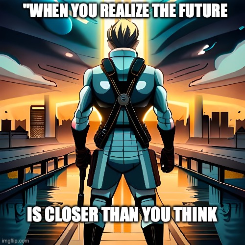Future | "WHEN YOU REALIZE THE FUTURE; IS CLOSER THAN YOU THINK | image tagged in future,the future world if,in the future,the future | made w/ Imgflip meme maker
