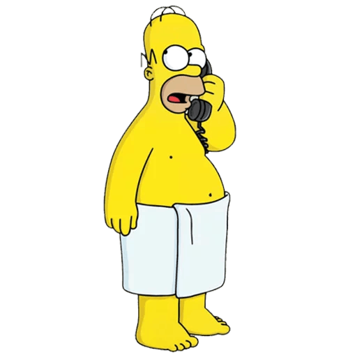 High Quality Homer on the phone wearing a towel Blank Meme Template