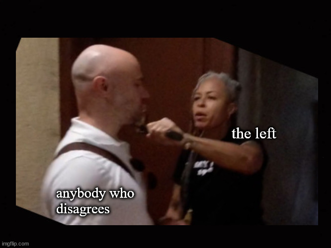 The left has a persuasive argument | the left; anybody who
disagrees | image tagged in leftist democrats,nyc professor,machete | made w/ Imgflip meme maker