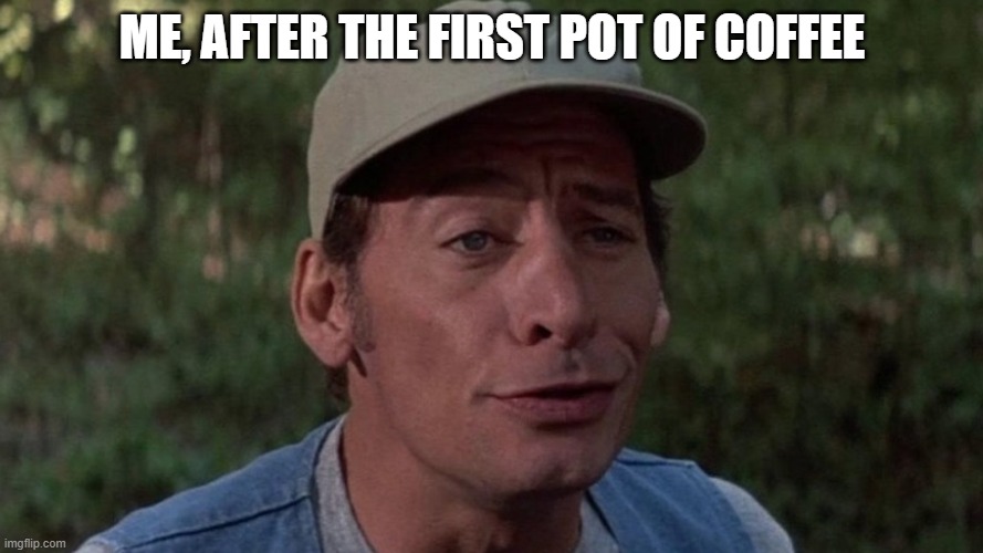 Me, After the first pot of coffee   Ernest P Worrell | ME, AFTER THE FIRST POT OF COFFEE | image tagged in coffee | made w/ Imgflip meme maker