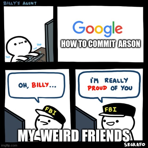 Arson | HOW TO COMMIT  ARSON; MY  WEIRD FRIENDS | image tagged in billy's fbi agent,memes | made w/ Imgflip meme maker