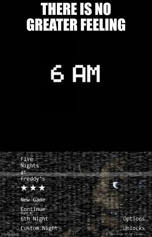 20/20/20/20 | THERE IS NO GREATER FEELING | image tagged in fnaf | made w/ Imgflip meme maker