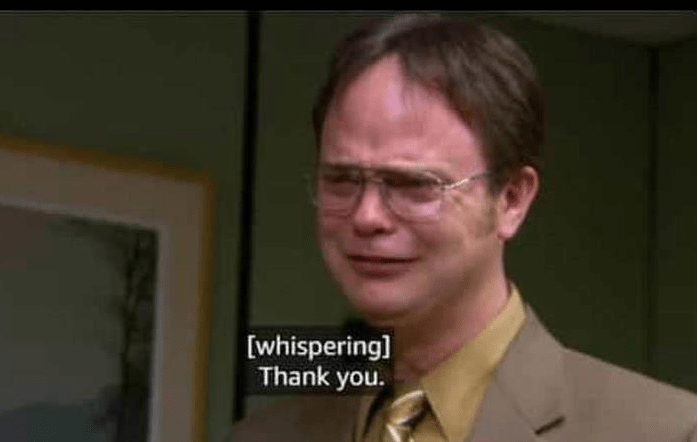 Dwight Schrute Crying Thank You Memes Imgflip