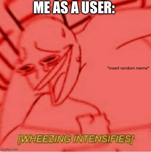 Wheeze | ME AS A USER: *insert random meme* | image tagged in wheeze | made w/ Imgflip meme maker