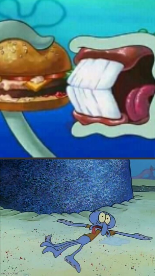 image tagged in squidward eating a krabby patty | made w/ Imgflip meme maker