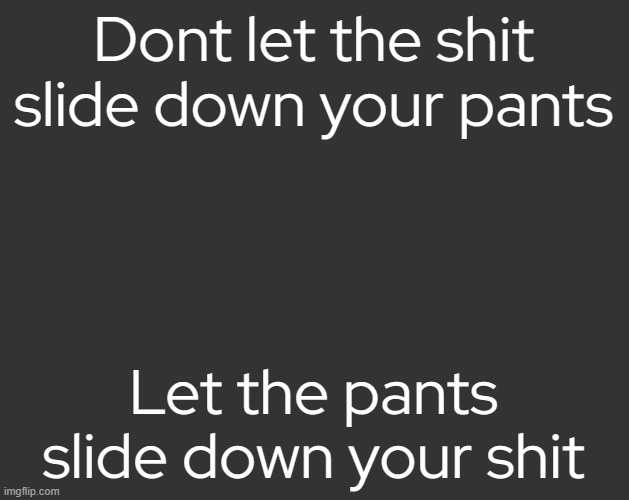 Grey Square (fr) | Dont let the shit slide down your pants; Let the pants slide down your shit | image tagged in grey square fr | made w/ Imgflip meme maker