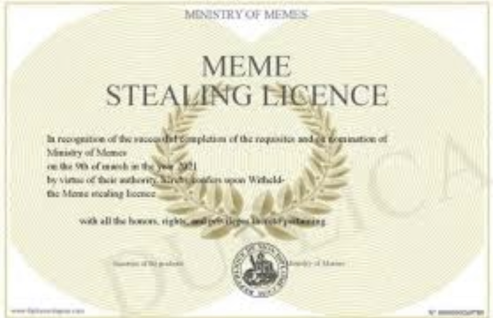 Meme Stealing License Blank Template Imgflip