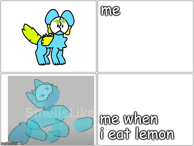Geevee: dead Geevee | me me when i eat lemon | image tagged in geevee dead geevee | made w/ Imgflip meme maker