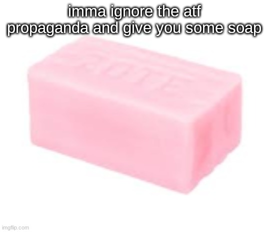 don't eat it though | imma ignore the atf propaganda and give you some soap | image tagged in forbidden soap | made w/ Imgflip meme maker