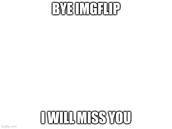 BYE IMGFLIP; I WILL MISS YOU | image tagged in blank,i quit | made w/ Imgflip meme maker