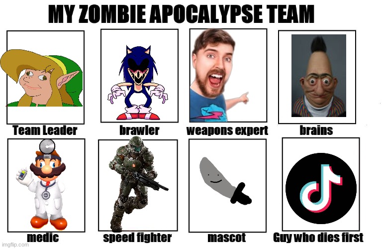 idk | image tagged in my zombie apocalypse team | made w/ Imgflip meme maker