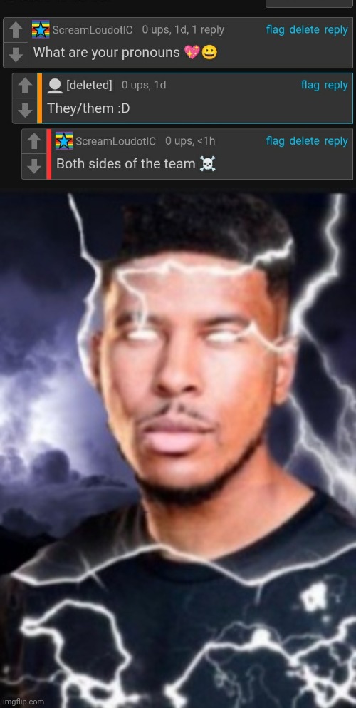 Got one | image tagged in lightning man | made w/ Imgflip meme maker