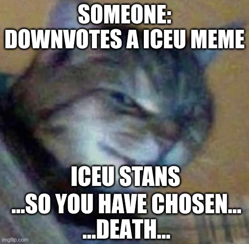 Iceu | SOMEONE: DOWNVOTES A ICEU MEME; ICEU STANS | image tagged in so you have chosen death | made w/ Imgflip meme maker