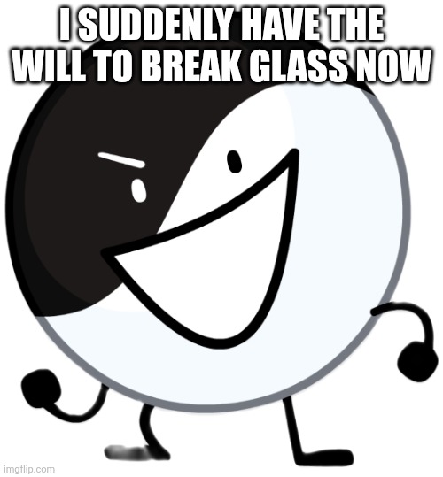 Yin yang | I SUDDENLY HAVE THE WILL TO BREAK GLASS NOW | image tagged in yin yang | made w/ Imgflip meme maker