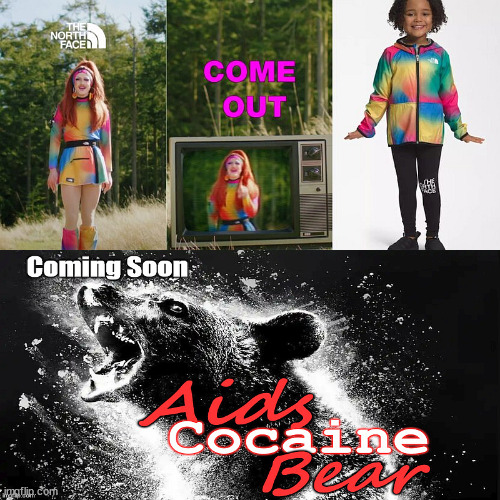 Aids Cocaine Bear | image tagged in pride,north face,aids,cocaine bear | made w/ Imgflip meme maker