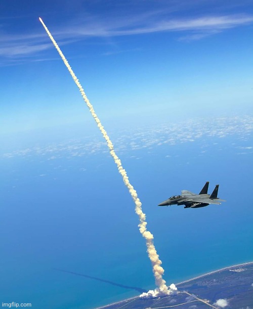 Rocket Launch with Fighter Jet | image tagged in rocket launch,fighter jet,florida,awesome,photography | made w/ Imgflip meme maker