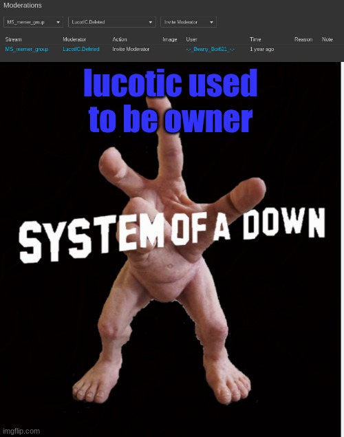 lucotic used to be owner | image tagged in hand creature | made w/ Imgflip meme maker