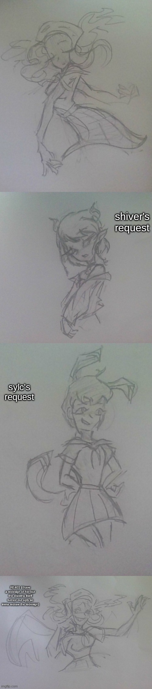 art | shiver's request; sylc's request; RE401 (i have a redesign of her but the drawing itself turned out ugly so imma redraw the redesign) | made w/ Imgflip meme maker