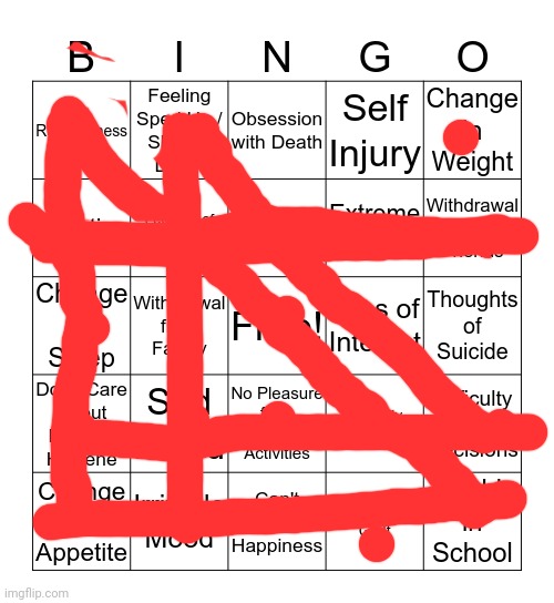 Not blackout... | image tagged in depression bingo 1 | made w/ Imgflip meme maker