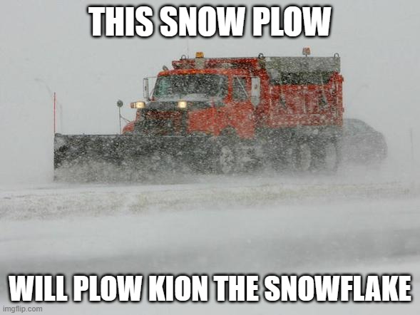 Thank You Snow plow drivers! | THIS SNOW PLOW; WILL PLOW KION THE SNOWFLAKE | image tagged in thank you snow plow drivers | made w/ Imgflip meme maker