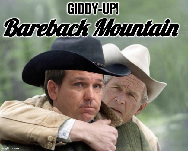 Ron and W on Bareback Mountain | GIDDY-UP! Bareback Mountain | image tagged in bare bottom | made w/ Imgflip meme maker