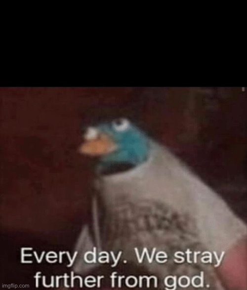 Every Day. We Stray Further From God. | image tagged in every day we stray further from god | made w/ Imgflip meme maker