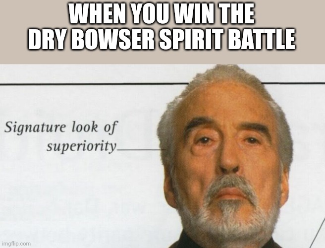 It sucks. | WHEN YOU WIN THE DRY BOWSER SPIRIT BATTLE | image tagged in signature look of superiority,super smash bros | made w/ Imgflip meme maker