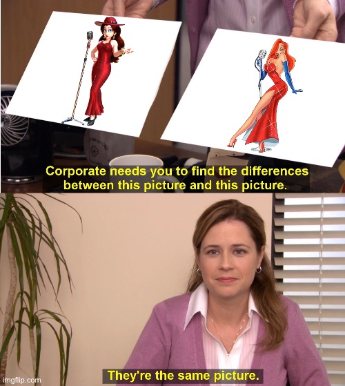 Pauline is Jessica Rabbit. | image tagged in memes,they're the same picture | made w/ Imgflip meme maker