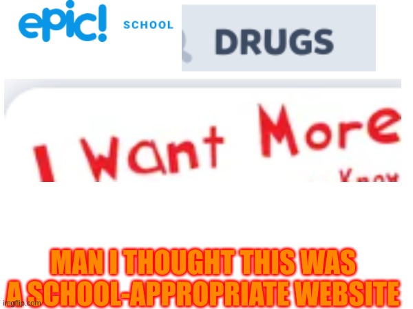 I WANT MORE!! | MAN I THOUGHT THIS WAS A SCHOOL-APPROPRIATE WEBSITE | image tagged in funny | made w/ Imgflip meme maker