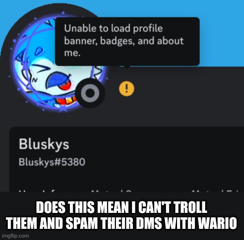 ; | DOES THIS MEAN I CAN'T TROLL THEM AND SPAM THEIR DMS WITH WARIO | made w/ Imgflip meme maker