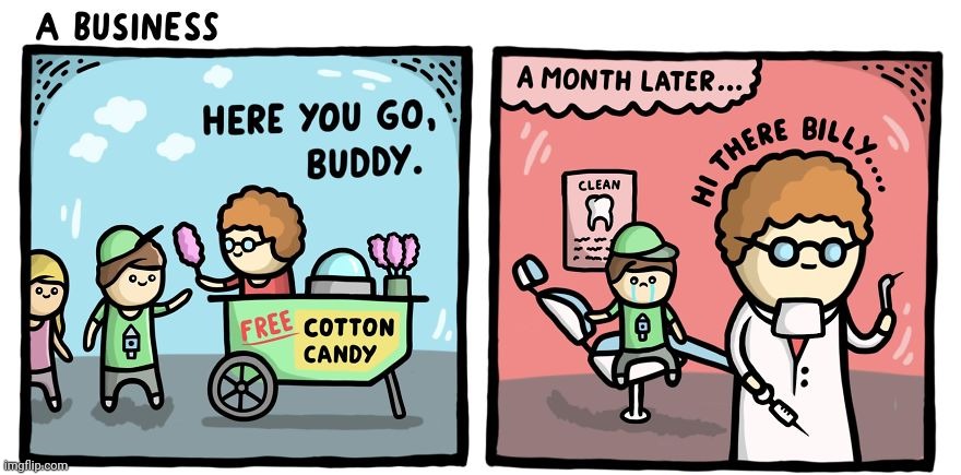 Cotton candy | image tagged in cotton candy,dentist,comics,tooth,teeth,comics/cartoons | made w/ Imgflip meme maker