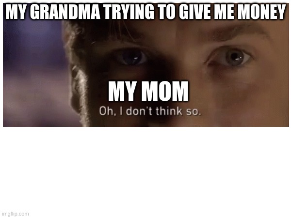 Only chads will understand | MY GRANDMA TRYING TO GIVE ME MONEY; MY MOM | image tagged in grandma,money | made w/ Imgflip meme maker