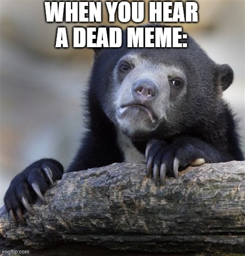 Dead Memes | WHEN YOU HEAR A DEAD MEME: | image tagged in memes,confession bear | made w/ Imgflip meme maker