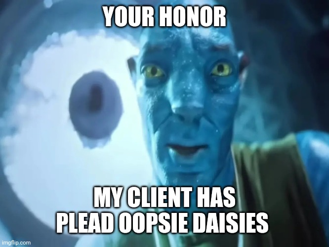 Goofy Avatar Guy | YOUR HONOR MY CLIENT HAS PLEAD OOPSIE DAISIES | image tagged in goofy avatar guy | made w/ Imgflip meme maker