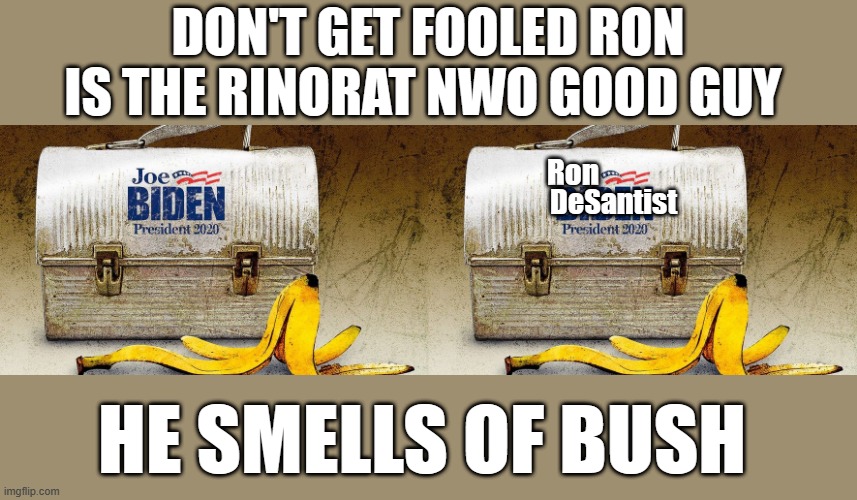 Don't get mad i'm just a messanger. | DON'T GET FOOLED RON IS THE RINORAT NWO GOOD GUY; DeSantist; Ron; HE SMELLS OF BUSH | image tagged in rino,good soldiers follow orders | made w/ Imgflip meme maker