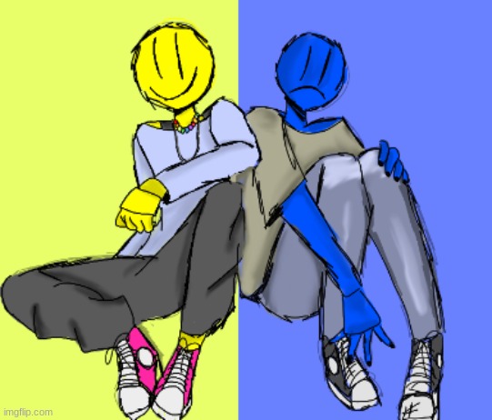 Orion (Yellow) and Casper (blue) | image tagged in drawing | made w/ Imgflip meme maker