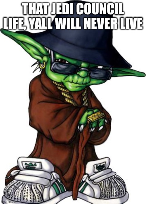 Mucho texto | THAT JEDI COUNCIL LIFE, YALL WILL NEVER LIVE | image tagged in mucho texto | made w/ Imgflip meme maker