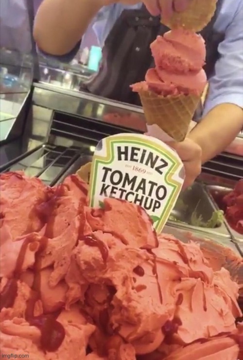 #1,540 | image tagged in ice cream,ketchup,gross,cursed image,cursed,vomit | made w/ Imgflip meme maker