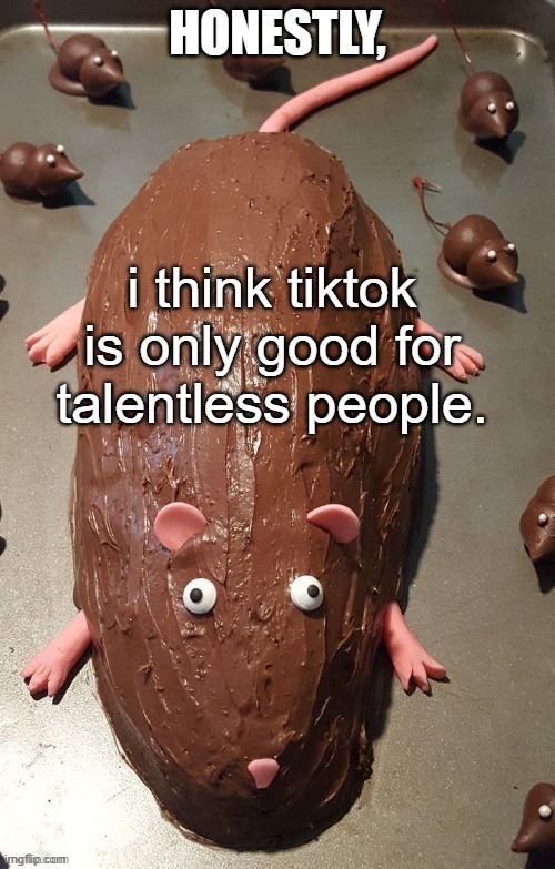 chocolate rat | HONESTLY, i think tiktok is only good for talentless people. | image tagged in chocolate rat | made w/ Imgflip meme maker