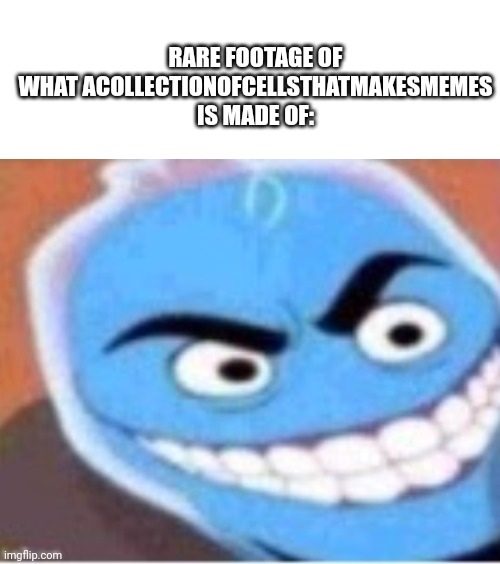 RARE FOOTAGE OF WHAT ACOLLECTIONOFCELLSTHATMAKESMEMES IS MADE OF: | image tagged in blank white template,osmosis jones | made w/ Imgflip meme maker