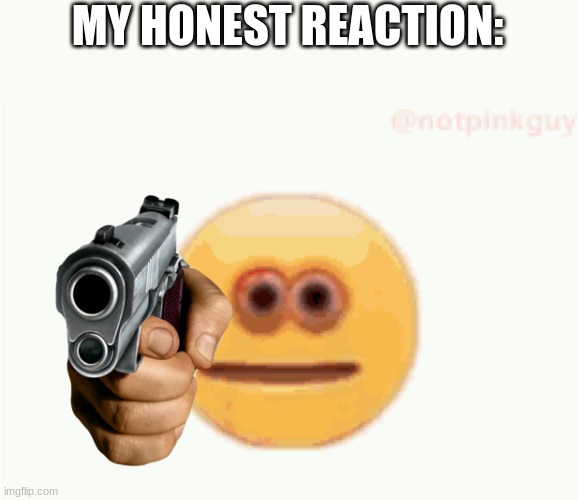 Cursed Emoji pointing gun | MY HONEST REACTION: | image tagged in cursed emoji pointing gun | made w/ Imgflip meme maker