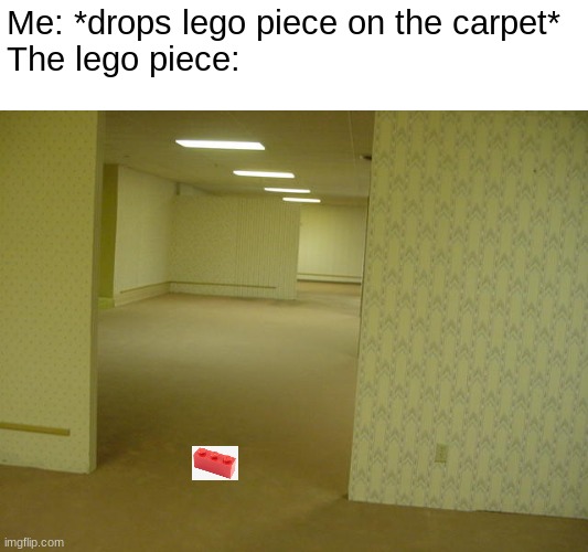 this happens so much for some reason | Me: *drops lego piece on the carpet*
The lego piece: | image tagged in the backrooms,lego,funny,fun,relatable | made w/ Imgflip meme maker