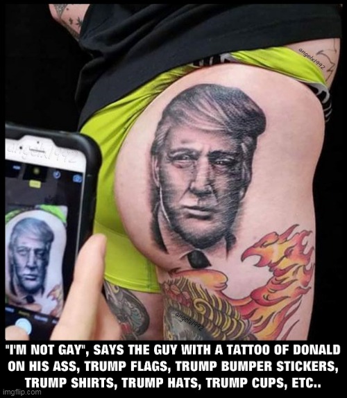 image tagged in tattoo,lgbtq,clown car republicans,maga morons,cult,gay | made w/ Imgflip meme maker