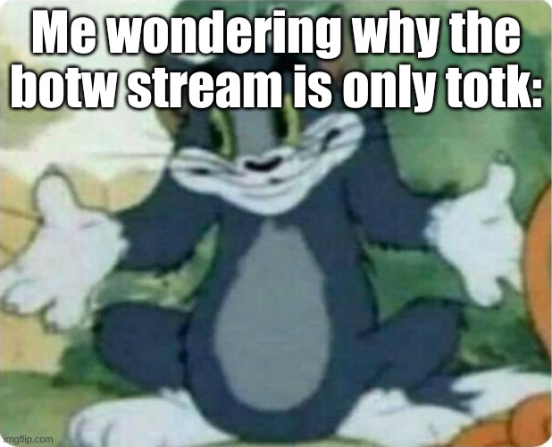 Kinda off-topic there... | Me wondering why the botw stream is only totk: | image tagged in why | made w/ Imgflip meme maker